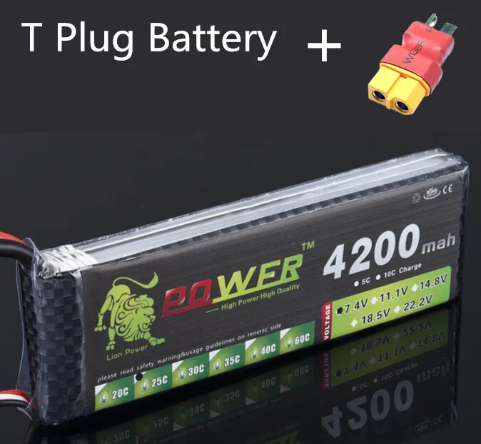 LION POWER 7,4 V 4200mAh 25C 2S LiPo аккумулятор с T/XT60/JST разъемом для автомобилей вертолетов самолетов 7,4 V 4200 mah 2S Lipo аккумулятор