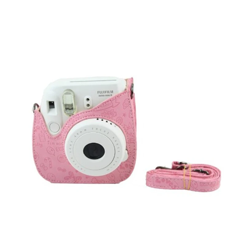 Розовый мультфильм Симпатичные искусственная кожа Fuji мини-сумка с плечевым ремнем для Fuji Instax Mini 8 мини 9 Фотоаппарат моментальной печати