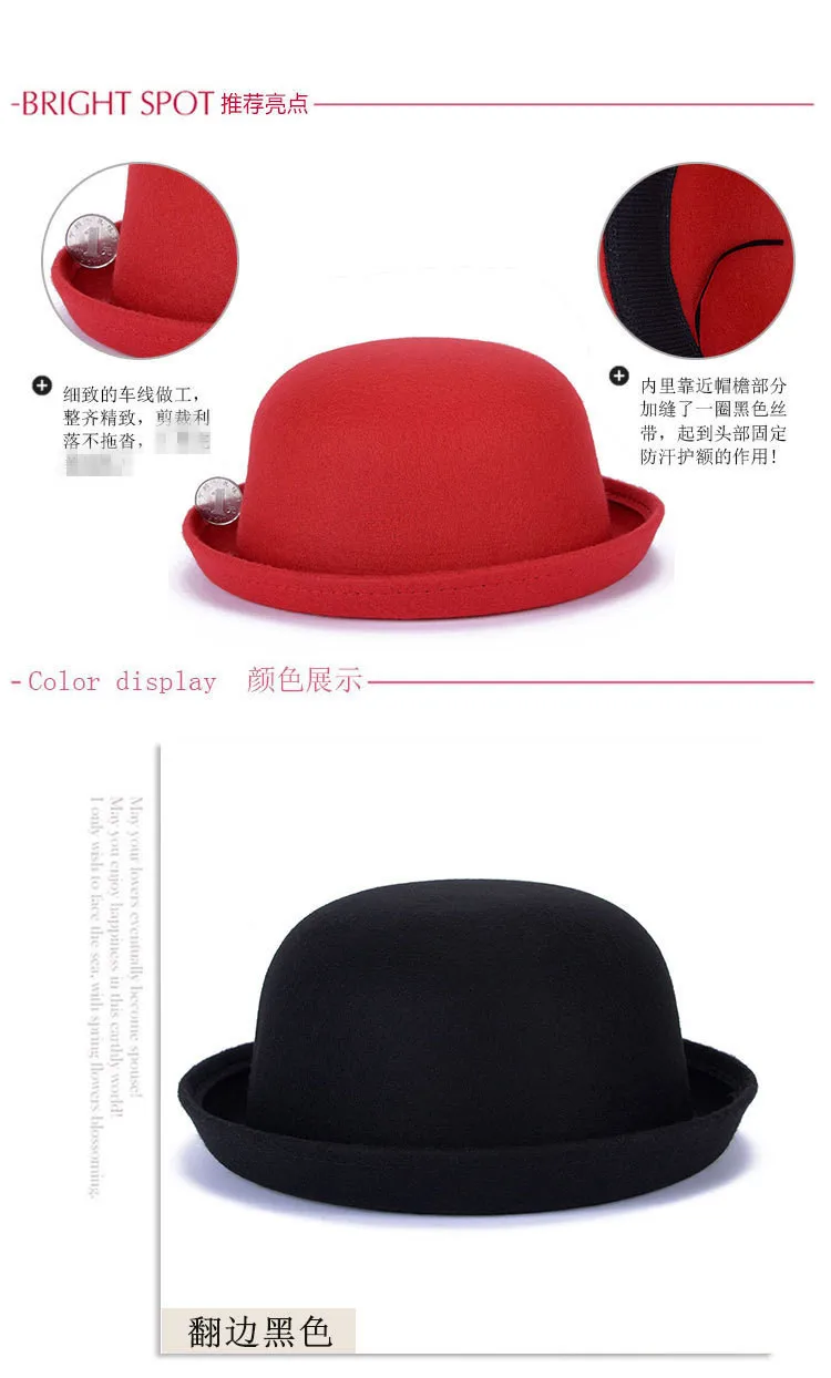Cute Red Spring Autumn Vintage Dome women fedoras Women's Hat Children Feeling Hat Church Mother and Daughter Hats sun caps