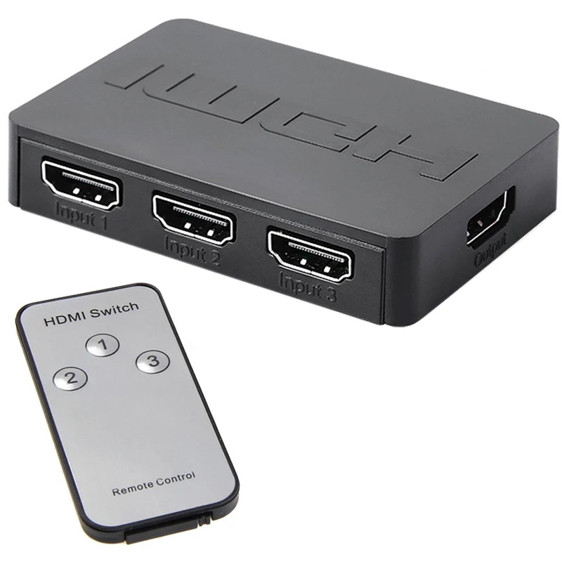 HDMI Splitter 3 Port Hub Box Auto Switch 3 in 1 Out Switcher 1080p HD 1.4 Rodalind-CA