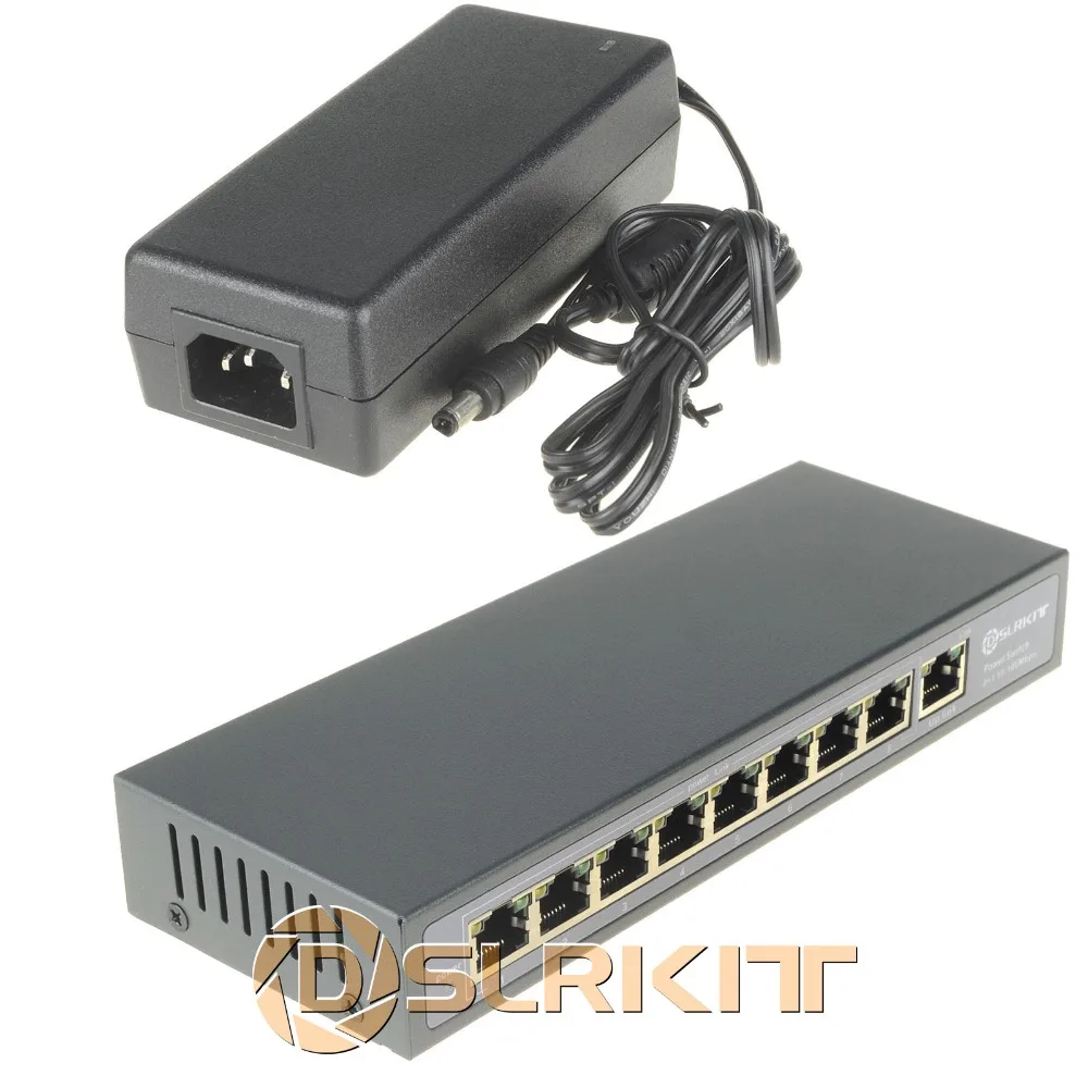 DSLRKIT 12 в 102 Вт 9 портов 8 PoE инжектор питания через Ethernet коммутатор 4,5+/7,8