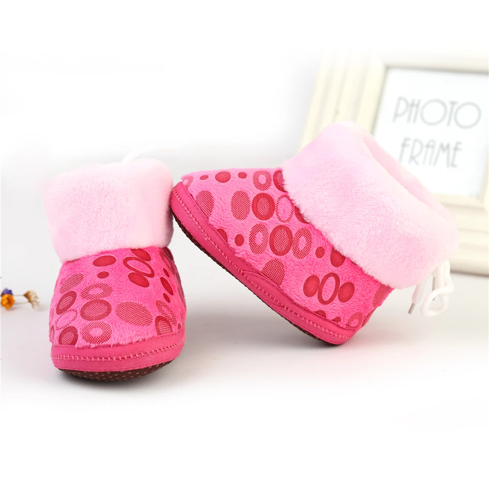 New born Baby Girl Pink Fleece Snow Boots Booties Kids Princess Winter Shoes S1 PY2
