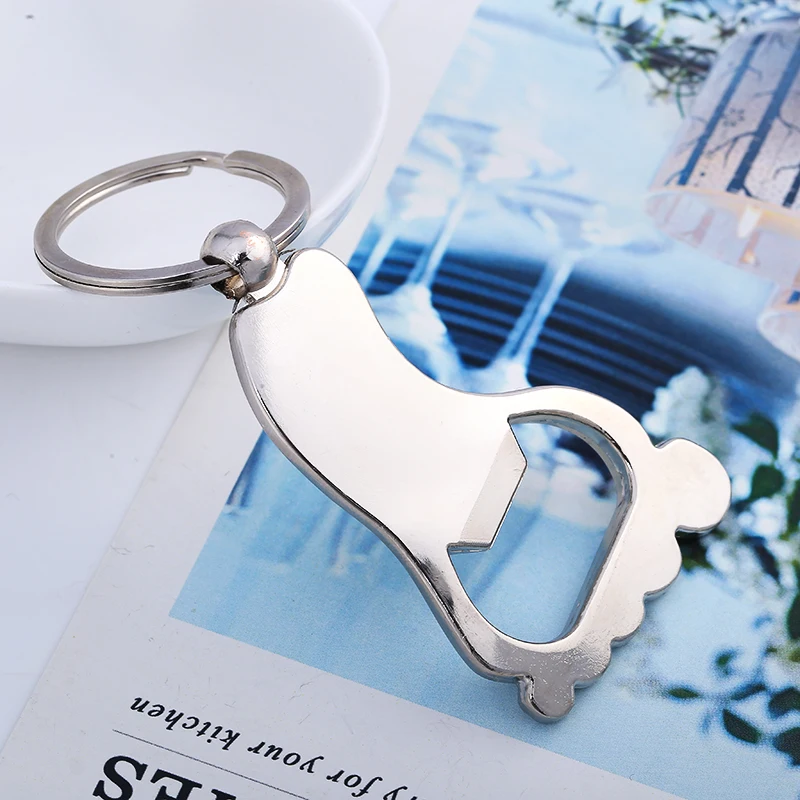 1pc Foot Shaped Beer Bottle Opener Shaped Metal Ring Keyring Chain