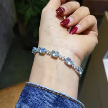 FLZB, новые модные классические браслеты с натуральным камнем 5psc Небесно голубой топаз элегантный подарок для девочки и/Свадьба/Вечерние/где угодно