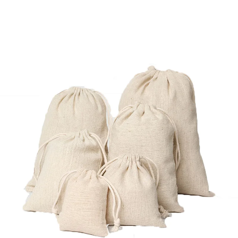 Cotton sacks Gift Necklace Bracelets Linen Drawstring Bags Size15x20cm Jute Rice Bags Custom Storage Pouch 100pcs Jewelry Packaging