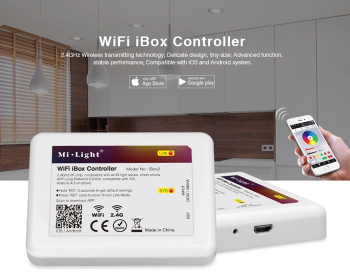 Mi светильник WiFi APP iBox+ RF сенсорный пульт дистанционного управления+ DC 12V 24V 2,4G беспроводной 4 зоны RGB контроллер для светодиодной ленты светильник/лампочка milight