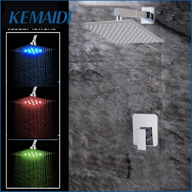 激安 KEMAIDI 8 12 16 インチウォールマウントレインシャワーセット高級正方形のシャワーヘッドシャワーセットシャワークローム完成マウント