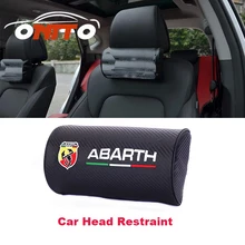 2 unids Accesorios Del Coche Del Algodón de Cuero logo reposacabezas Reposacabezas Cuello Del Amortiguador Del Resto Del Cuello Cabeza para Abarth