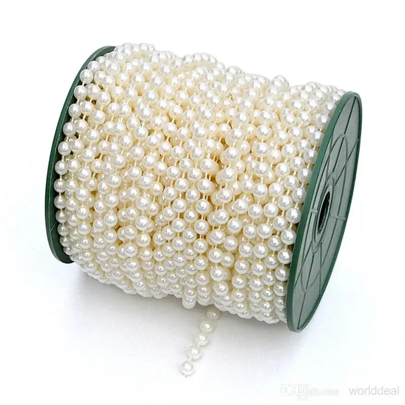 

1 Roll 25 Metres Faux Pearls Beads Chain Wedding Garland Spool Strand Party Table Centerpiece Curtain Bouquet Ornament wa072