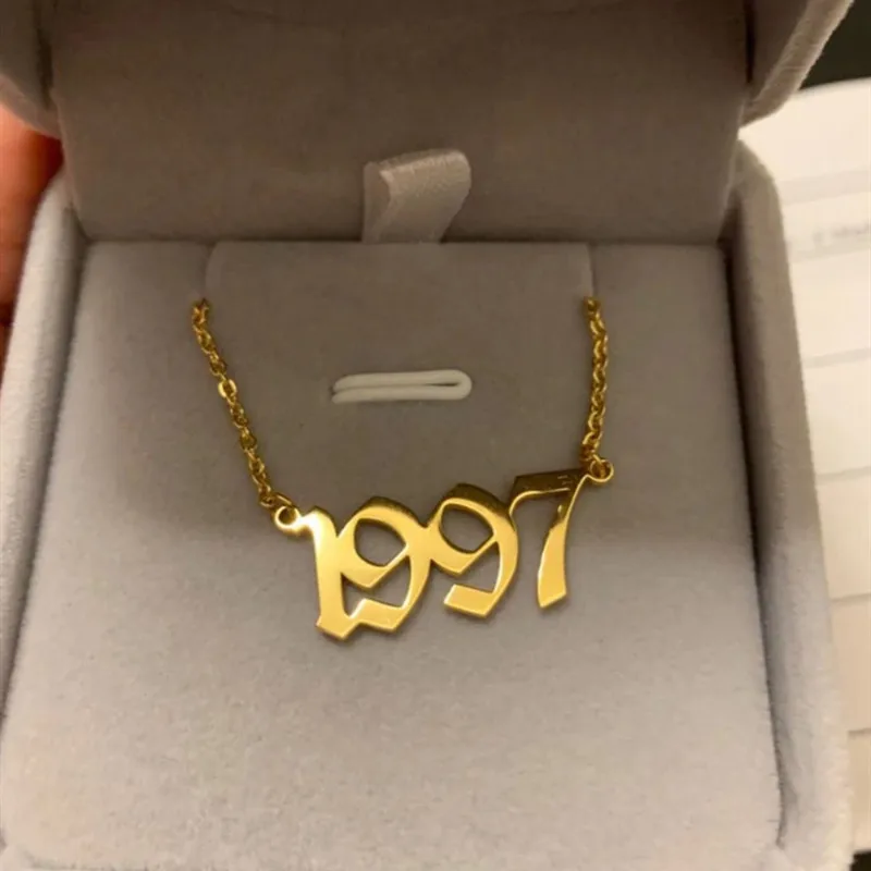 

Personalized Jewelry Old English Birth Year Custom Necklace Women Birthday Gift 1991 1992 1993 1994 1995 1996 1997 1998 1999
