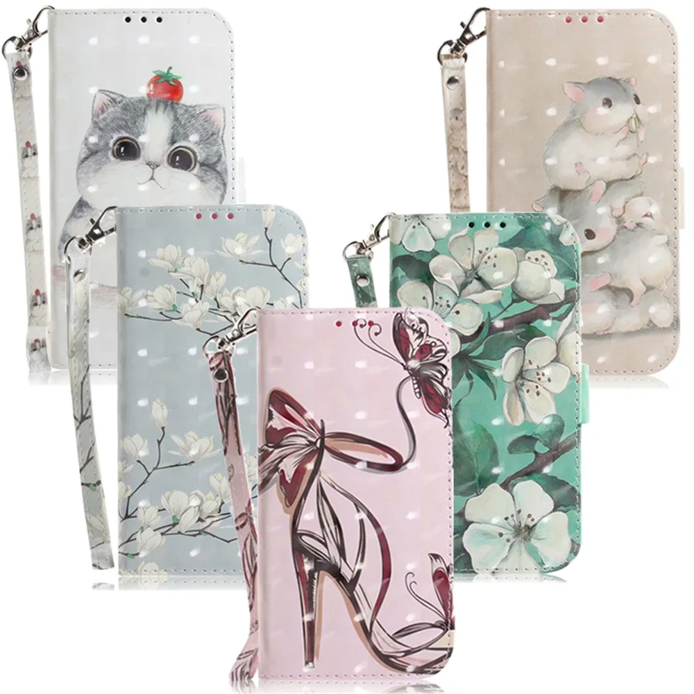 

3D Flower Leather Wallet Bag For Xiaomi Mi 9T A2 6X Pocophone F1 Redmi K20 5 Plus 6A 7A Go Note 6 7 Pro Case Flip Cartoon Cover