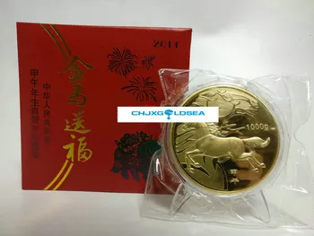 2014 Chinese horse year commemorative plated gold coin 1kg with COA and box gift present 2014 Chinese horse year commemorative plated gold coin 1kg with COA and box gift present
