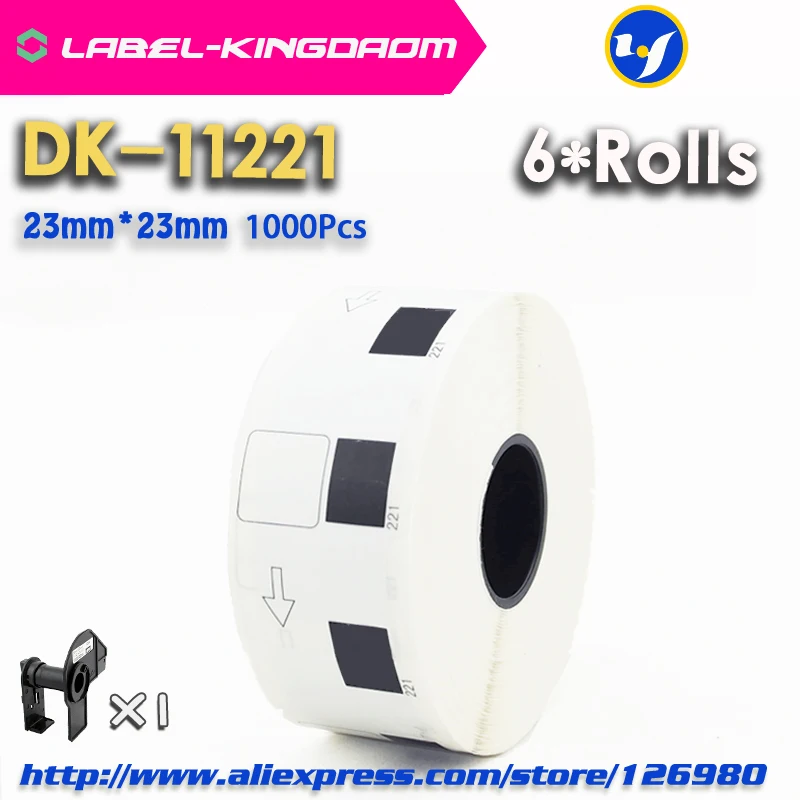 6 Refill Rolls Compatible DK-11221 Label 23mm*23mm 1000Pcs for Brother Printer QL-700/720 White Paper DK-1221 | Компьютеры и офис