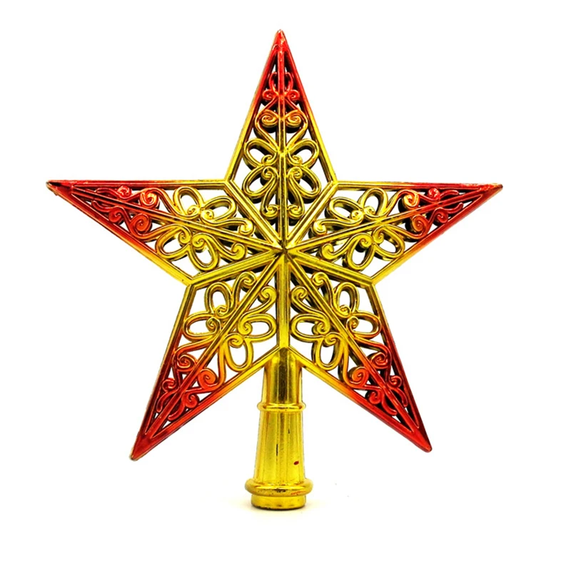 Рождественская елка милый красочный Топ Блестящий висящий Рождественский Декор, орнамент тройка Топпер объемный полый пятиконечные звезды - Цвет: A1