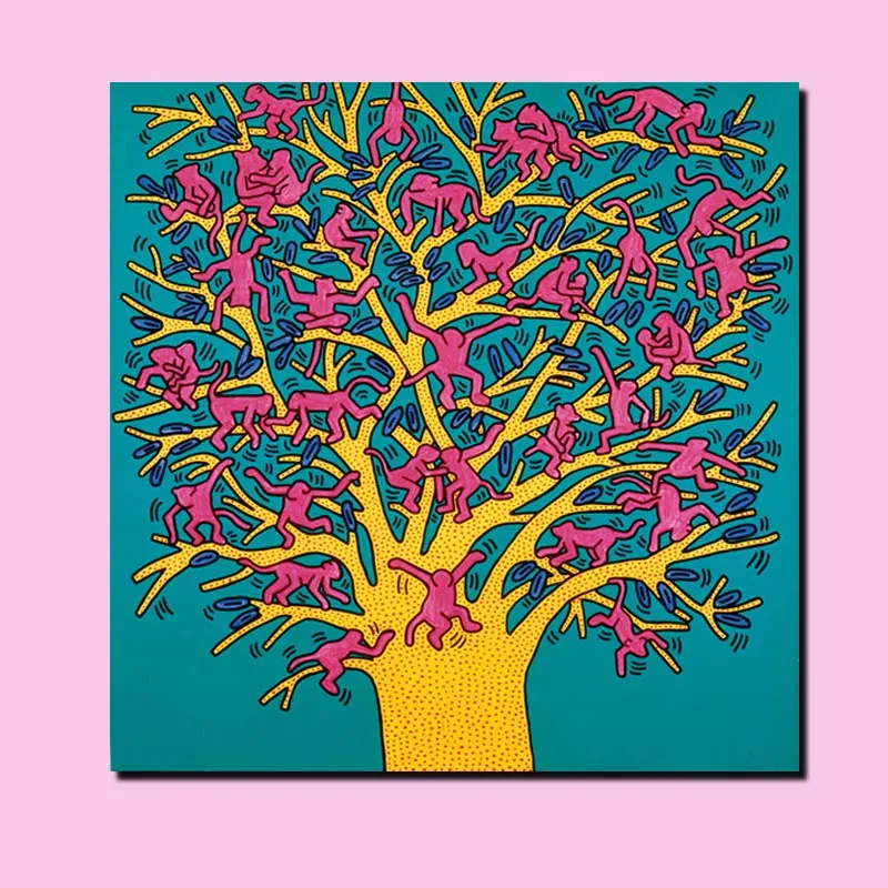 Кит Харинг холст живопись Желтое дерево и обезьяна абстрактные плакаты и принты настенные художественные картины для декора гостиной Куадрос - Цвет: KEITH  (27)
