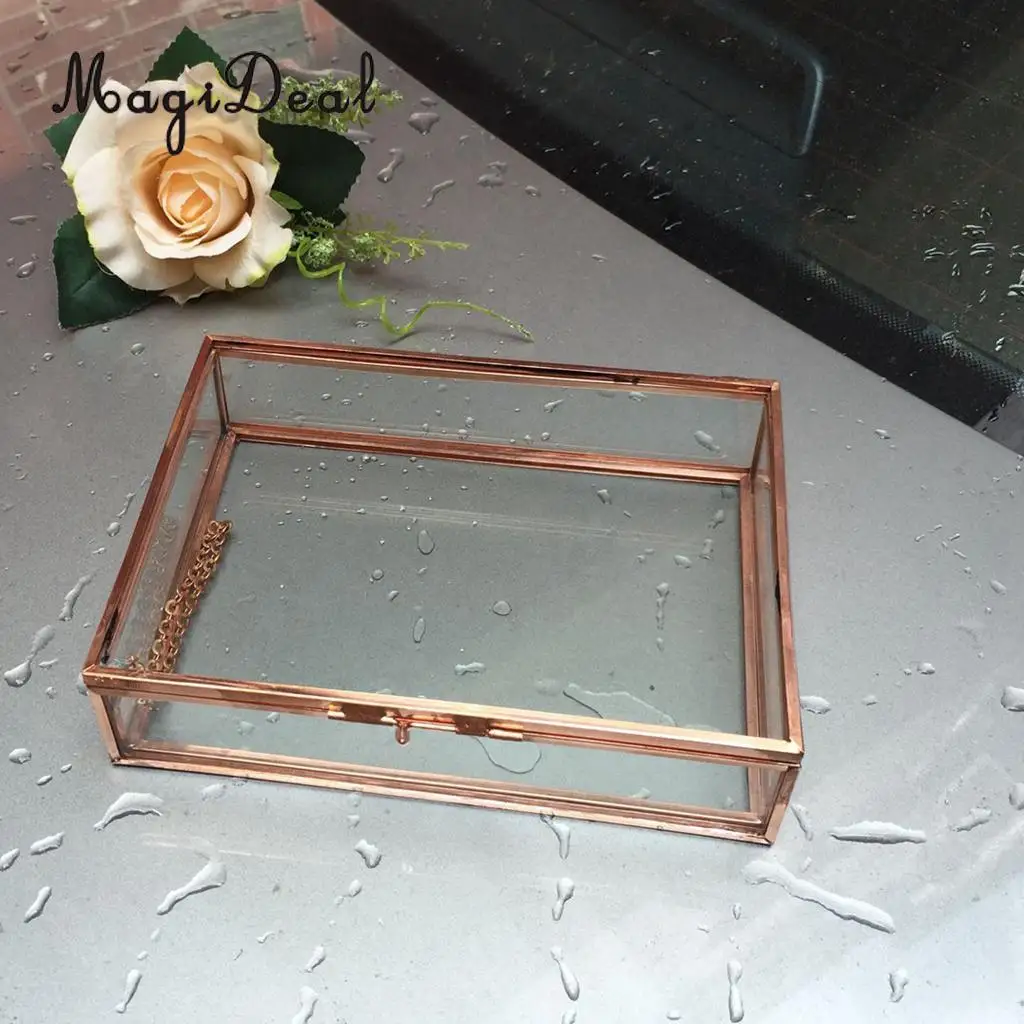 Modern Glass Metal Cuboid Geometric Terrarium Succulent Plants Planter Container Jewelry Holder Gift Favor Copper