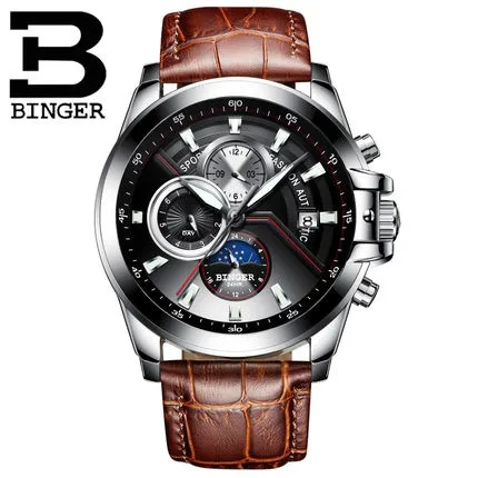 Швейцарские автоматические механические часы, мужские BINGER, спортивные мужские часы, водонепроницаемые наручные часы для плавания, мужские часы - Цвет: 04