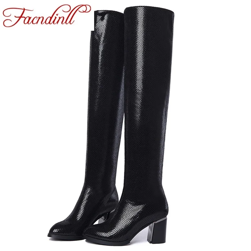 

FACNDINLL high quality women long boots fashion high heels pointed toe shoes woman over the knee high boots autumn winter boots