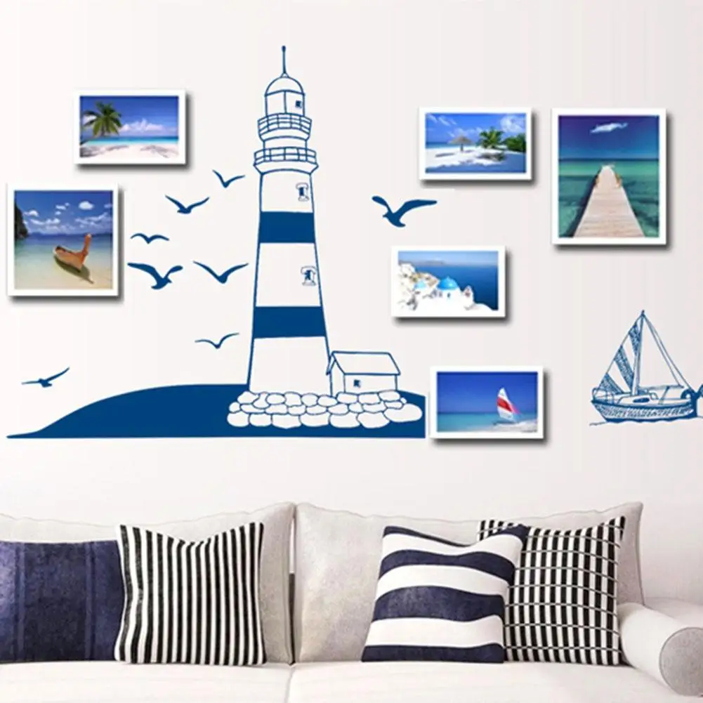 

Tower Sailboat Gull Pattern Removable Wall Sticker Decal Wall Sticker Background Home Decor Hot