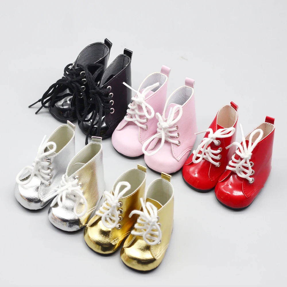 

1Pair Popular Lace Up PU Martin Boots Shoes for 18inch for 43cm baby Girls Dolls Christmas Girls Toys Accessories