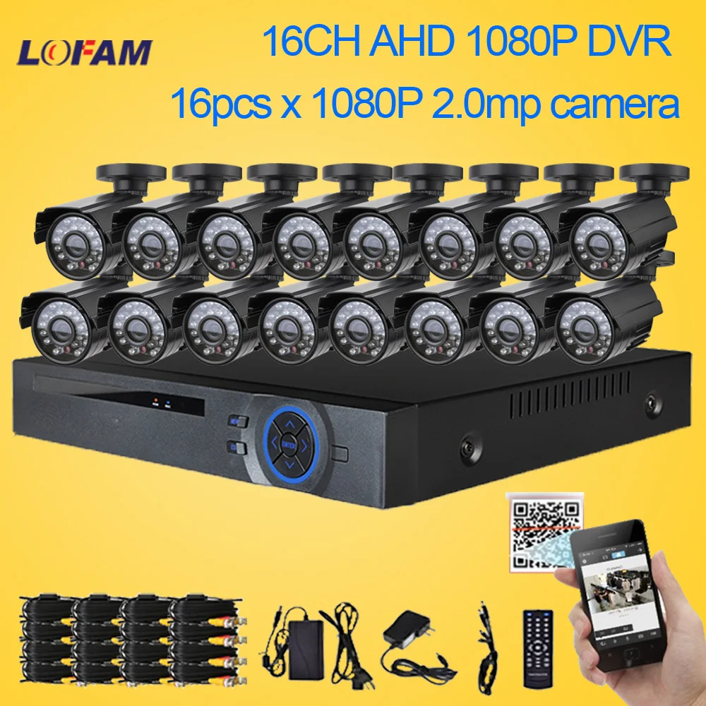 LOFAM 16CH наблюдения Системы 16 1080 P 2.0MP Открытый безопасности Камера 16CH CCTV видеорегистратор комплект видеонаблюдения XMEYE приложение Remote вид