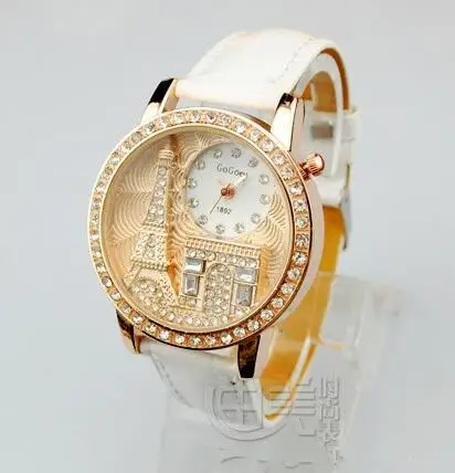 Роскошные брендовые кварцевые часы с кожаным кристаллом для женщин, Дамская мода, браслет, наручные часы, женские часы, relogio feminino - Цвет: Белый