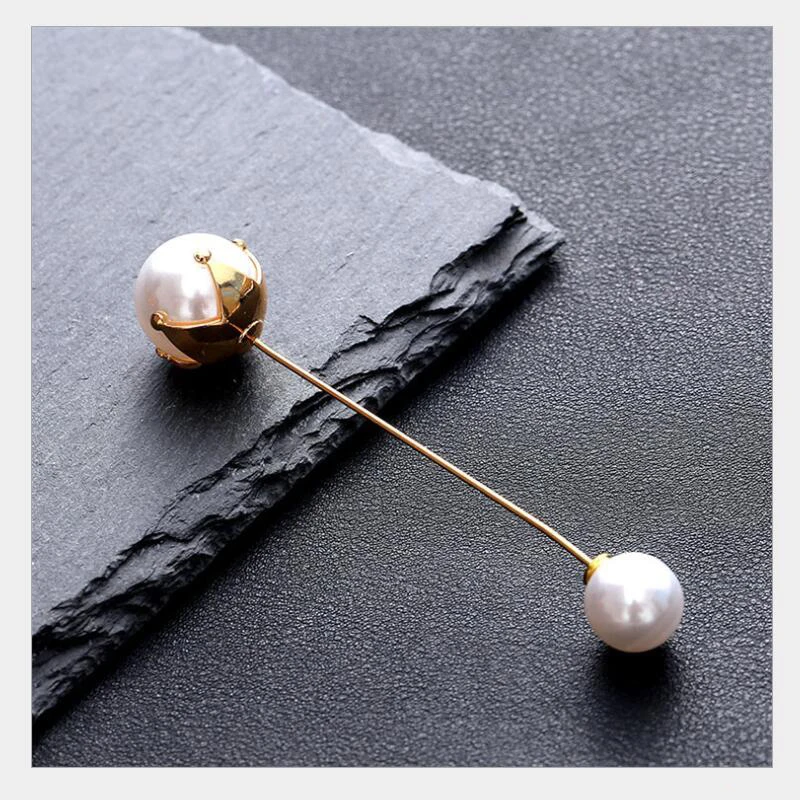 

Fashion Double Side Imitation Pearls Brooch For WOmen Crown Jewelry Sweater Brosche Pin