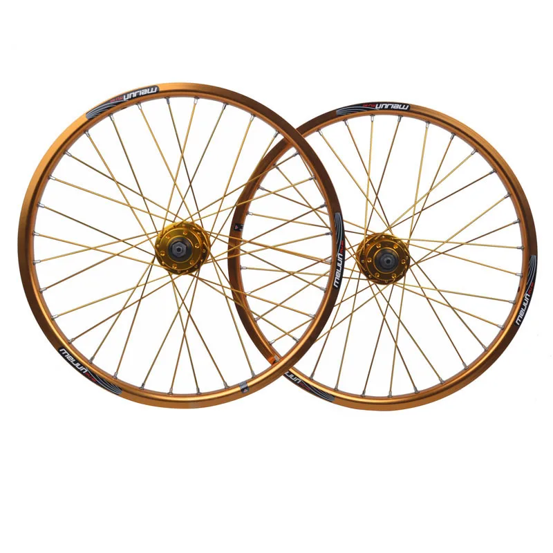 20 дюймов 406 MTB горный велосипед складные велосипеды дисковый тормоз колеса Ступицы обода части DIY колеса - Цвет: all gold 1 pair