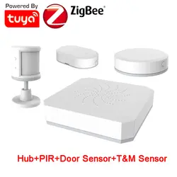 Smart Life Tuya ZigBee умный комплект домашней сигнализации ПИР датчик температуры и влажности DIY комплект охранной сигнализации