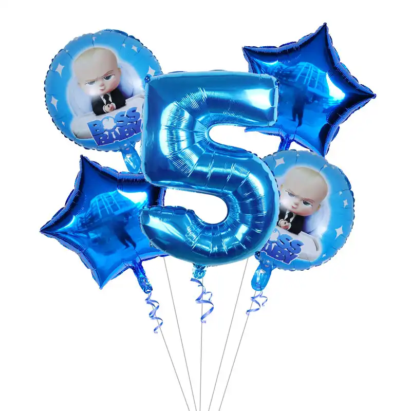 5 шт. Boss Детские шар 30 дюймов номер Фольга шарики, День подарков будущей матери, для 1, 2, 3, 4, 5, 6st День рождения Украшенные забавной аппликацией ...