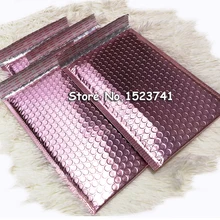 25 шт. 15*20+ 4 см розовый Золотой пузырьковый конверт, Розовый Золотой фольгированный пузырьковый почтовый пакет для упаковки подарков, свадебный мешок