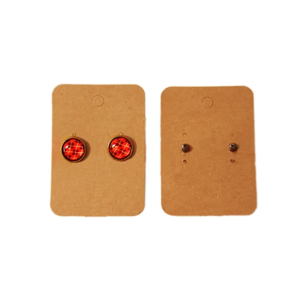 

100Pcs/ Lot Kraft Paper Ear Studs Hang Tag Jewelry Display Card Earring Kraft Paper Tag Ear Ring Paper Hang Price Tags