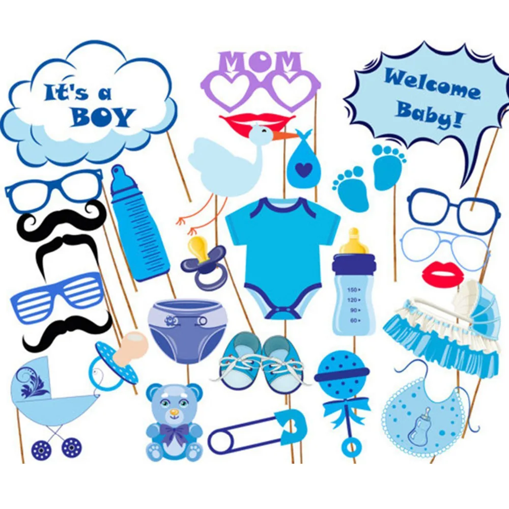 27 шт. Photo Booth Реквизит Baby Shower бутылочка для кормления Забавный Усы Солнцезащитные