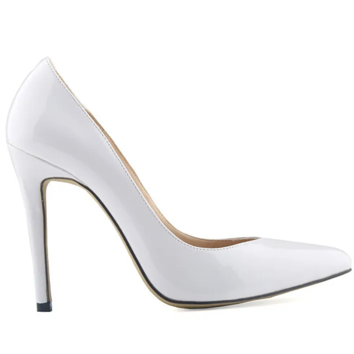 Выразительные женские туфли-лодочки в Звездном стиле; модные лакированные туфли на высоком каблуке; пикантные вечерние туфли с острым носком; Женская офисная обувь - Цвет: Белый