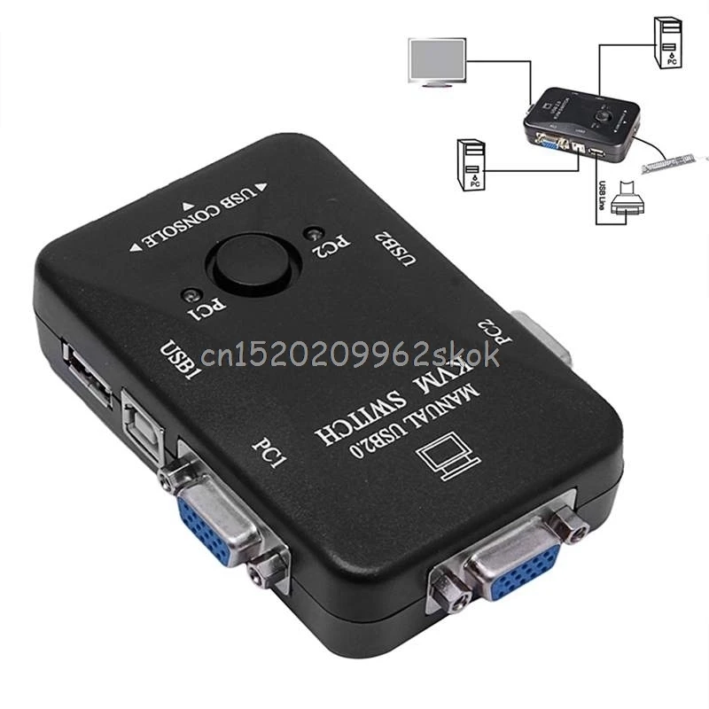 Руководство 2 порты и разъёмы USB 2,0 KVM VGA переключатель коробка для ПК Принтер Мышь Клавиатура монитор # H029