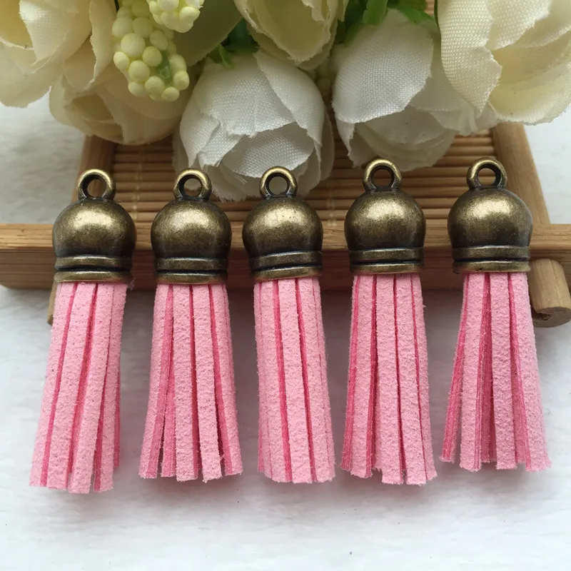 cheap Wholesale 38mm mixed suit suede tassel, 50 unids for chain bag strap charm jewelry brassiere DIY accessories