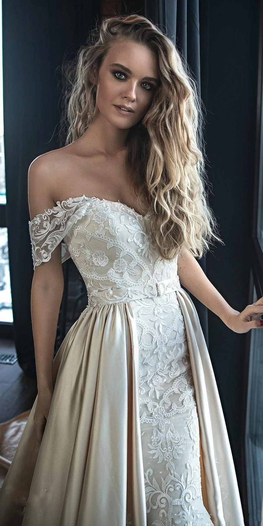 berta-2019-stunning-champagne-mermaid-wedding-dresses-with-detachable-satin-train-off-the-sulder-full-lace-bridal-gowns