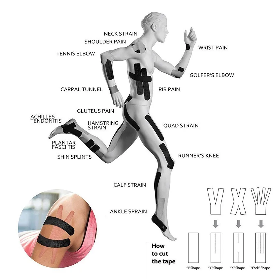 Vale a pena 5cm * 5m pré cortar fita cinesiologia recuperação atlética fita elástica alívio da dor muscular joelheiras fitness esportes protetor