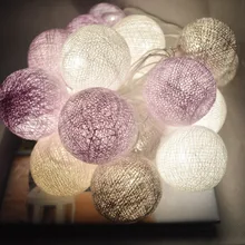 Светильник в тайском стиле, серый, лавандовый, белый, смешанный хлопковый шар, сказочный светильник s, вечерние, для дома, патио, свадьбы, романтический декор