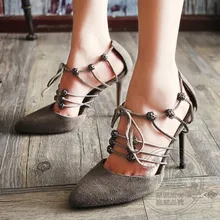Wildleder Stiletto Heels Runde Zehe Geschlossene Toe Lace Up Heels frauen Schuhe Caged Neue Schnalle Täglichen Süße Stilettos Comfy