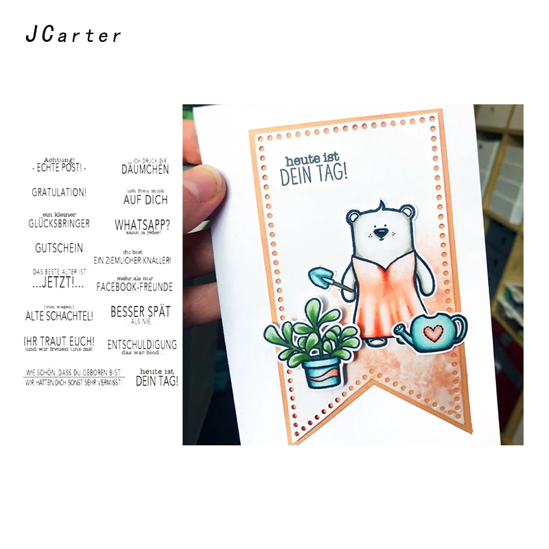 

JC German Clear Rubber Stamps for Scrapbooking Sheet Silicone Seals Craft Stencil Album Words Stamps Paper Card Making Template
