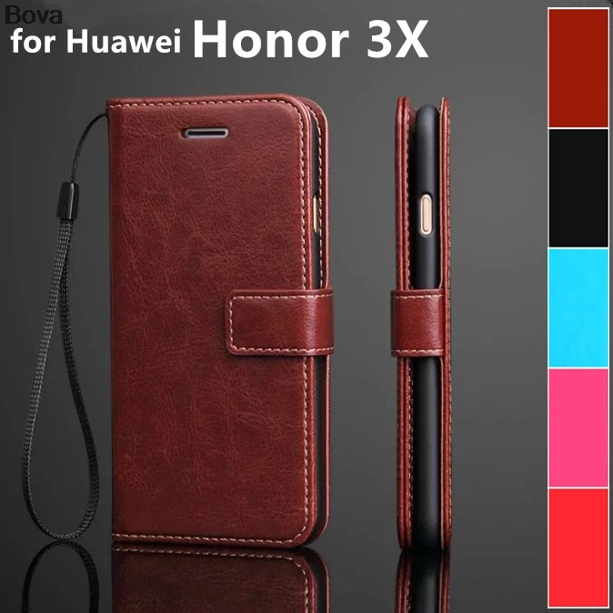 

card holder cover case for Huawei Honor 3X G750 leather case Pu Protective Cover Retro holster wallet flip case