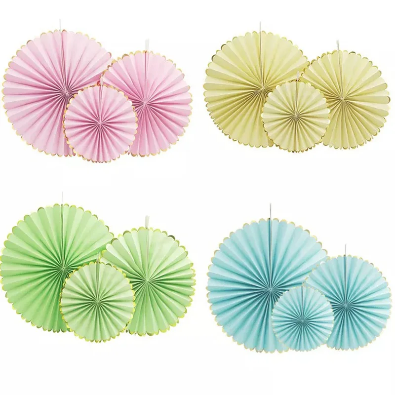 

3pcs/Lot Gold Foil Side Party Baby Shower DIY Craft Paper Fans For Wedding Unicorn Birthday Home Party Favor Decoration