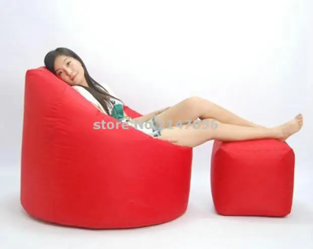 waterproof outdoor High back bean bag recliner with foot stool ,cozy indoor lounger bean bag, RED Beanbag sofa chair waterproof outdoor High back bean bag recliner with foot stool ,cozy indoor lounger bean bag, RED Beanbag sofa chair