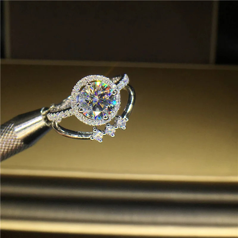 18K 750Au золото Moissanite АЛМАЗНОЕ КОЛЬЦО D Цвет VVS с национальным сертификатом MO-00105