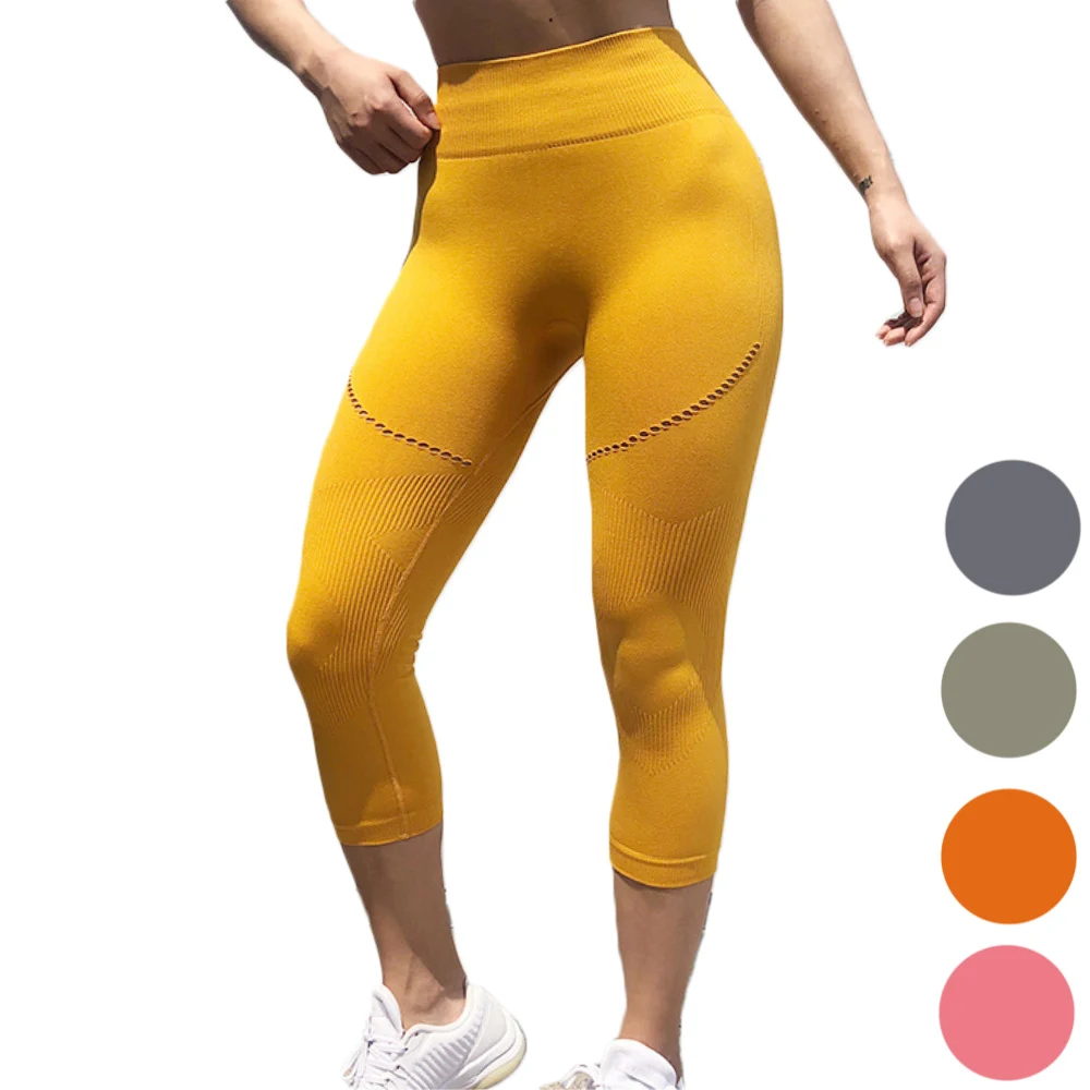 

Women Yoga Pants Push Up Hip Seamless Knitting Fitness Sporting Workout Athletic Leggins Elastic High Waist Slim Jogging Pants
