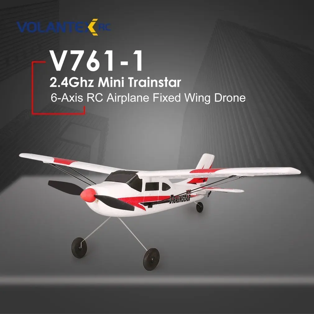 

VOLANTEX V761-1 2.4Ghz 3CH Mini Trainstar 6-Axis Remote Control RC Airplane Fixed Wing Drone Plane RTF for Kids Gift Present