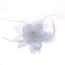 Перо органзы розы Белая лента для волос резинки аксессуары для волос цветок для волос