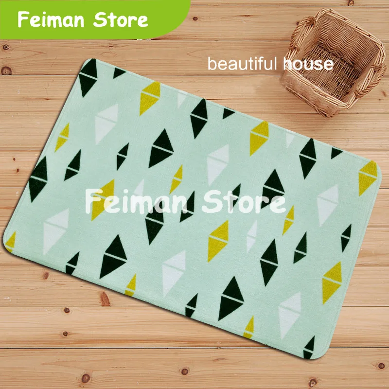 Скандинавские приветственные напольные коврики геометрический черный желтый узор дверь детской комнаты коврики коврик для ванной комнаты Нескользящие