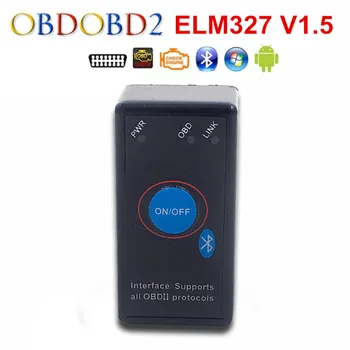 Koop Mini ELM327 Bluetooth V1.5 Met Power Switch Werkt Op Symbian Android Windows OBD2 Obdii Diagnose Scanner Gratis verzending